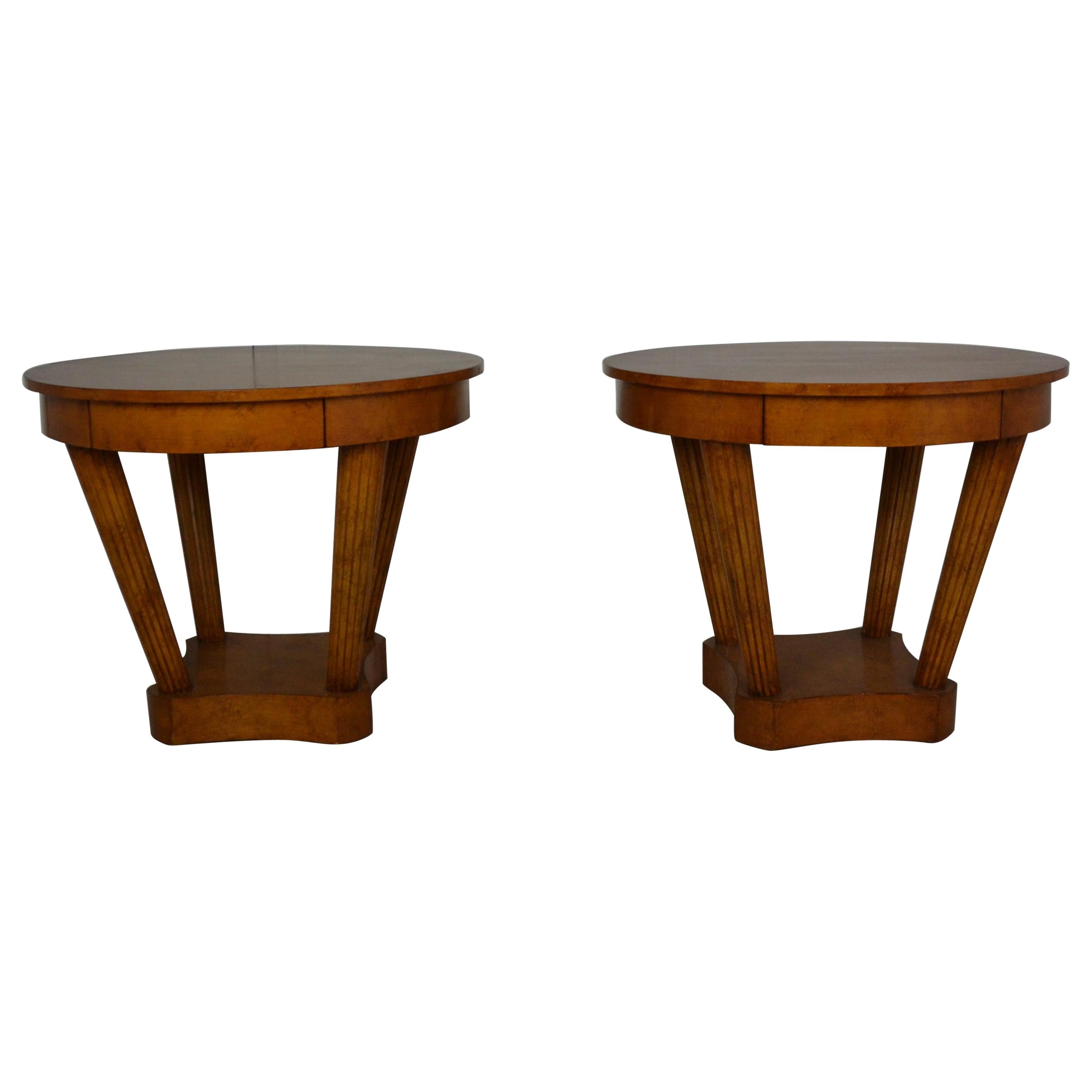Pair of Over-Sized Round End Tables