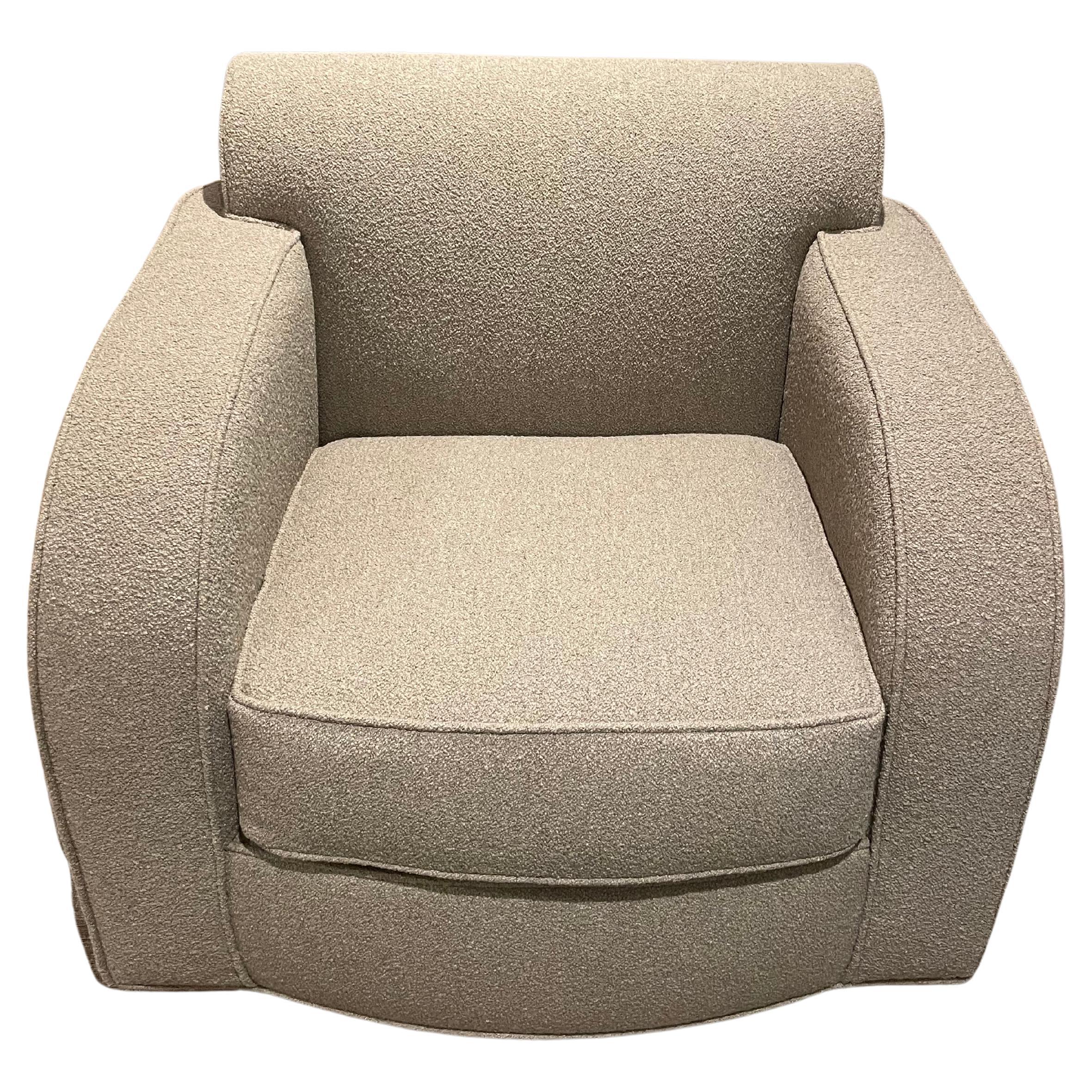 Pair of oversize Club Chairs in Taupe Boucle  For Sale