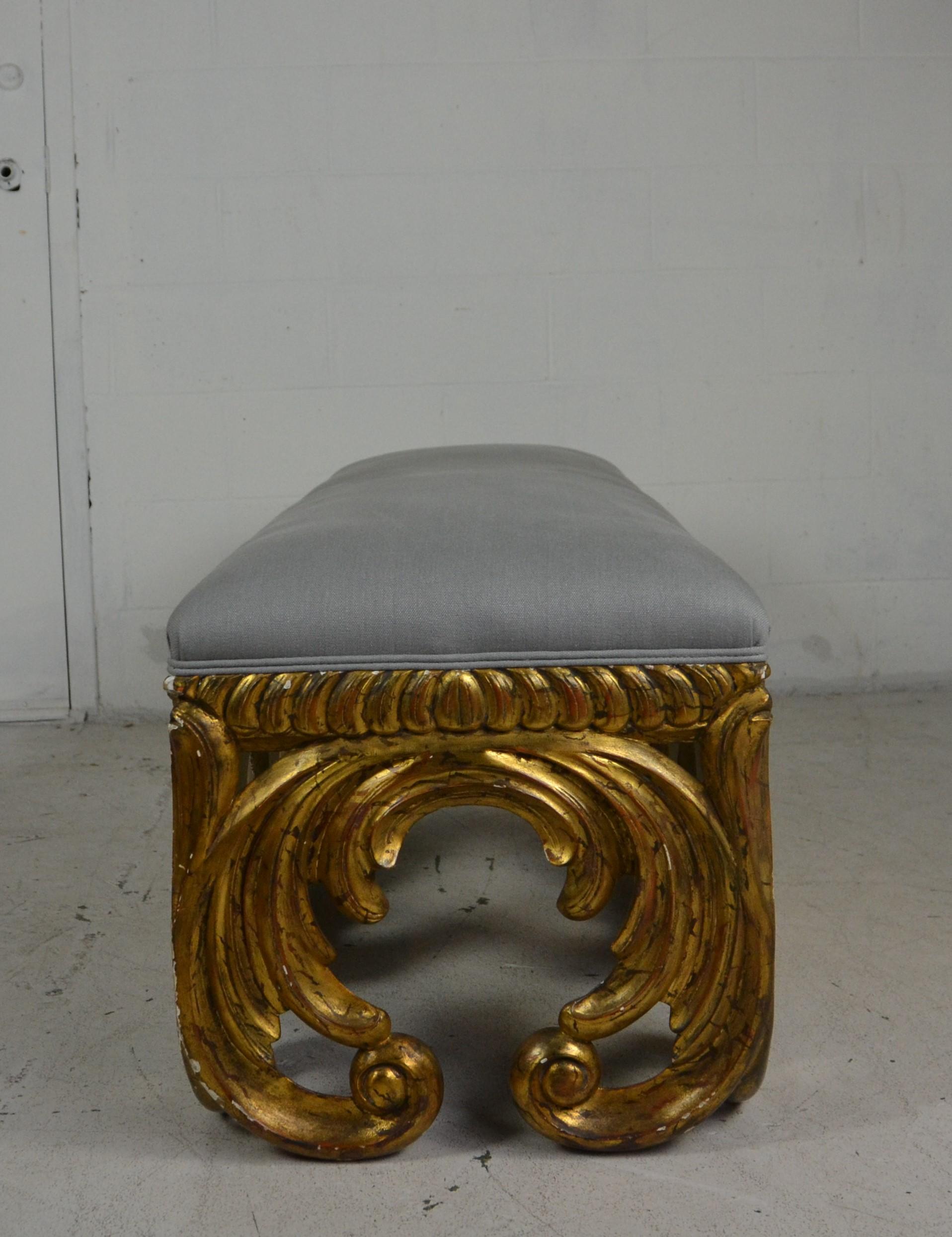 20th Century Pair of Oversize Gilded Benches