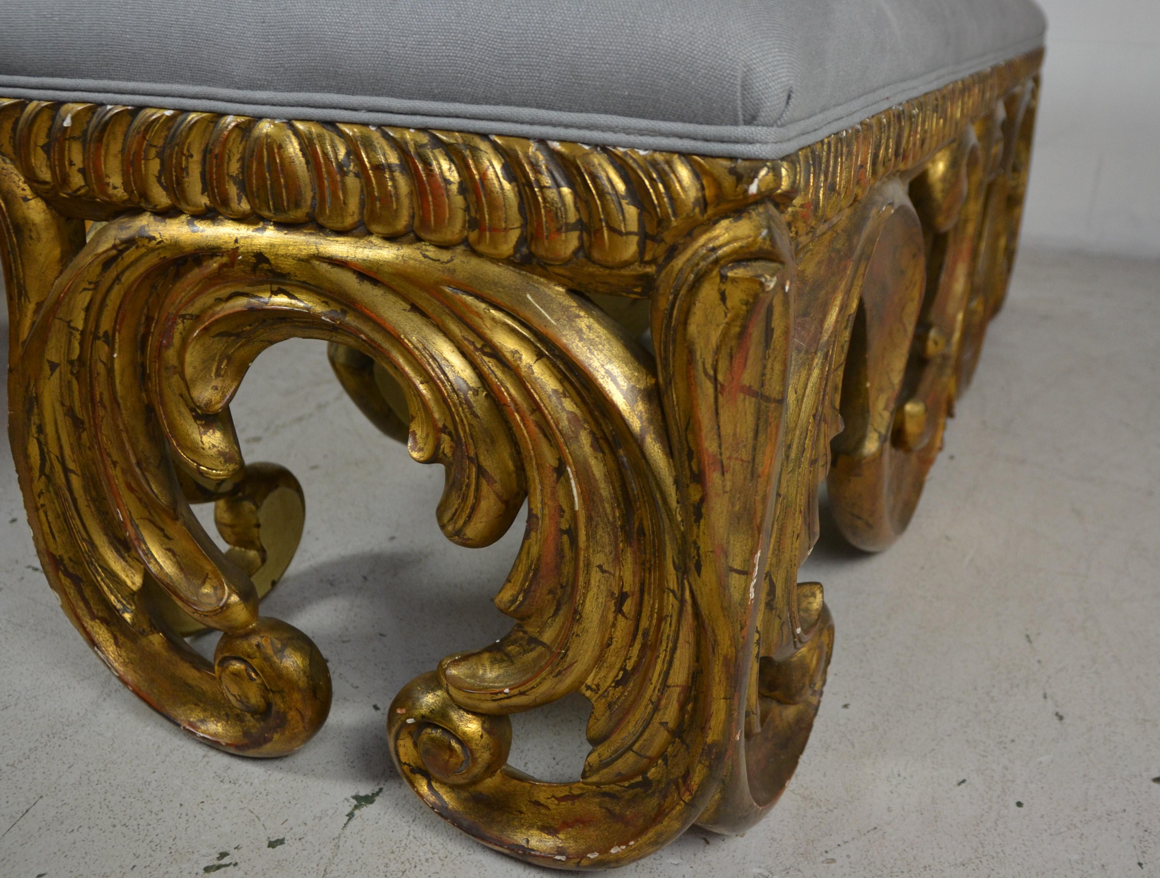 Wood Pair of Oversize Gilded Benches