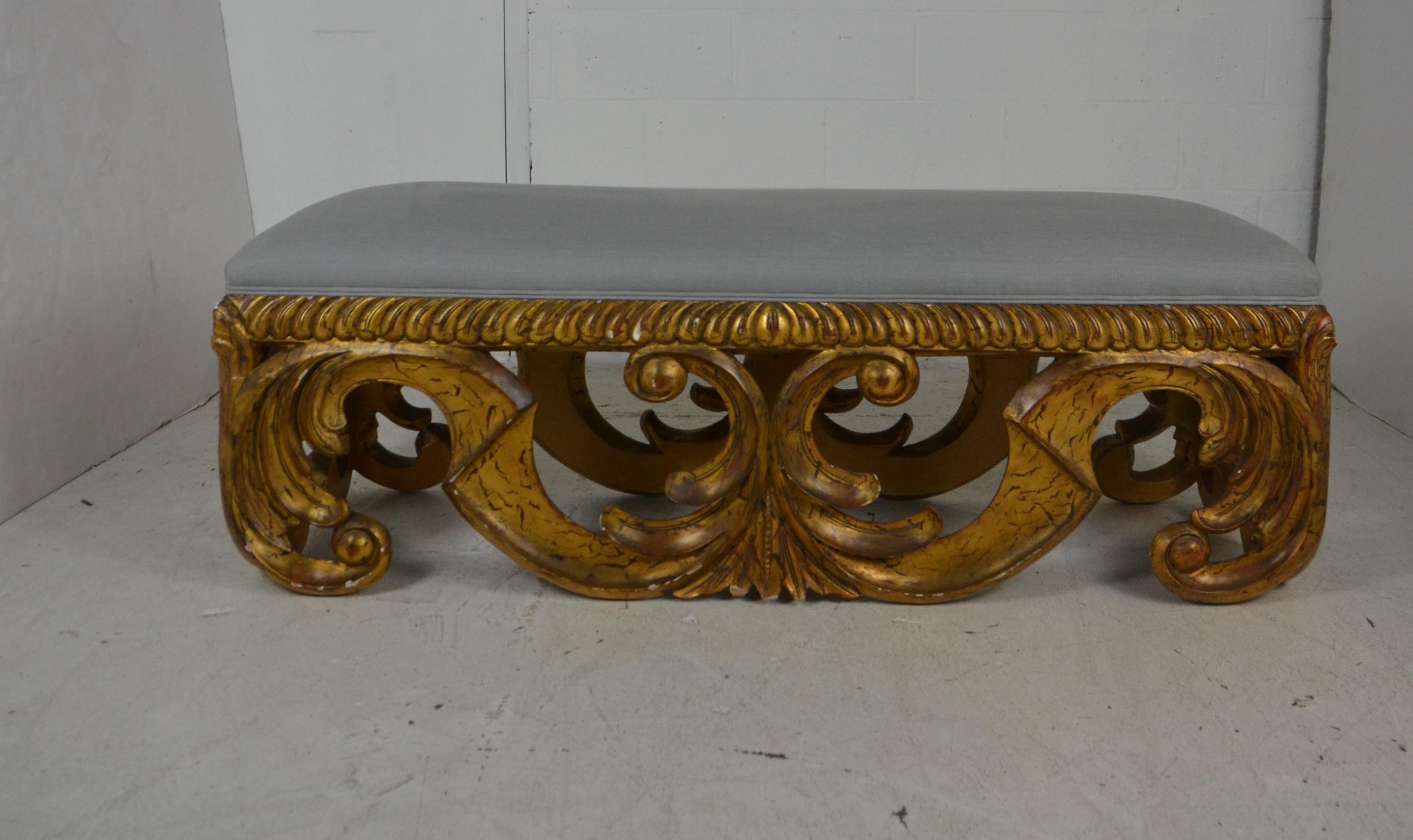 Pair of Oversize Gilded Benches 1