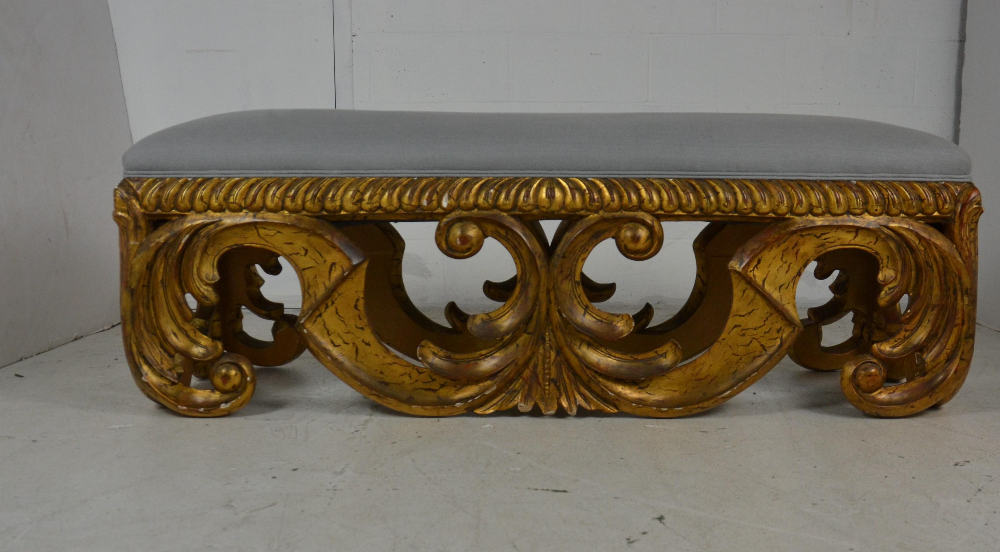 Pair of Oversize Gilded Benches 2