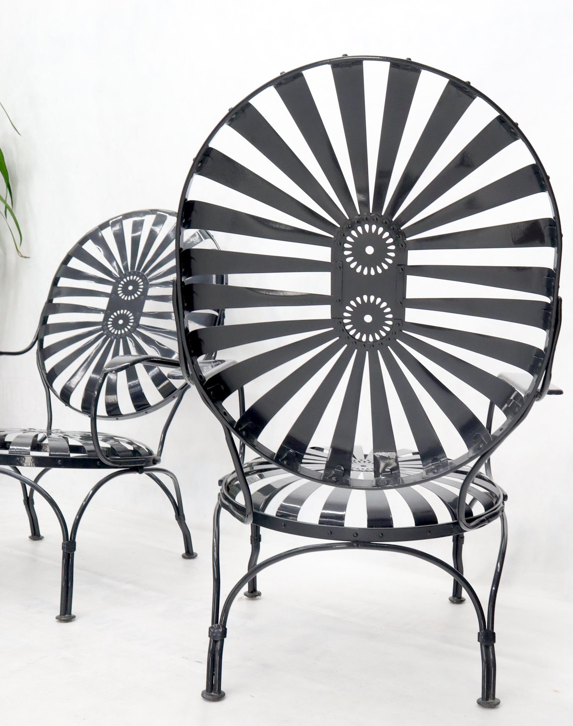 20th Century Pair of Oversize Metal Spring Seat Sunburst Lounge Chair by Francois Carre