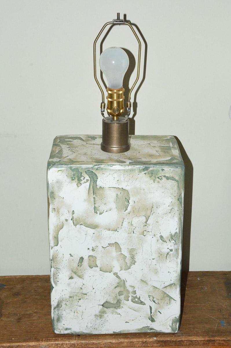 Hand-Painted Pair of Oversize Modern Organic Table Lamps For Sale