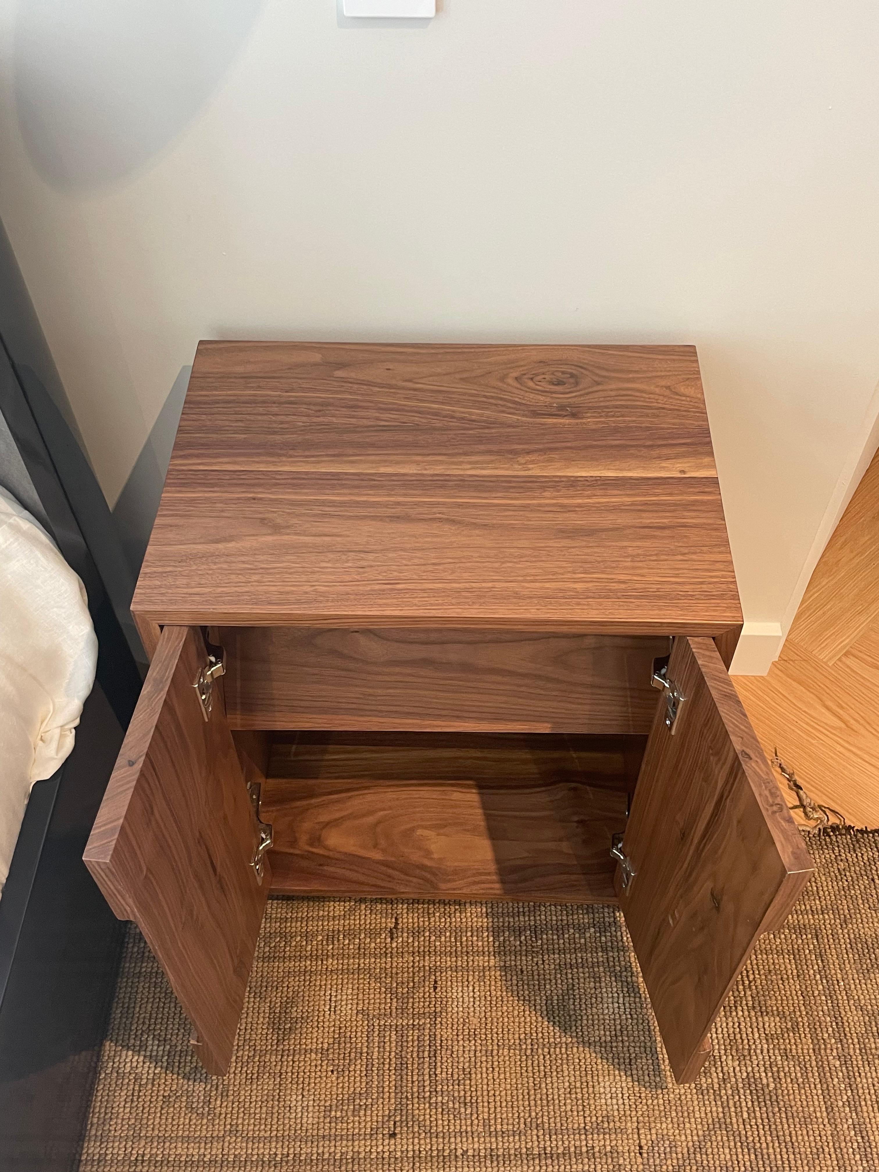 Pair of Oversize Walnut Nightstands with Double Doors  In Excellent Condition For Sale In West Hollywood, CA