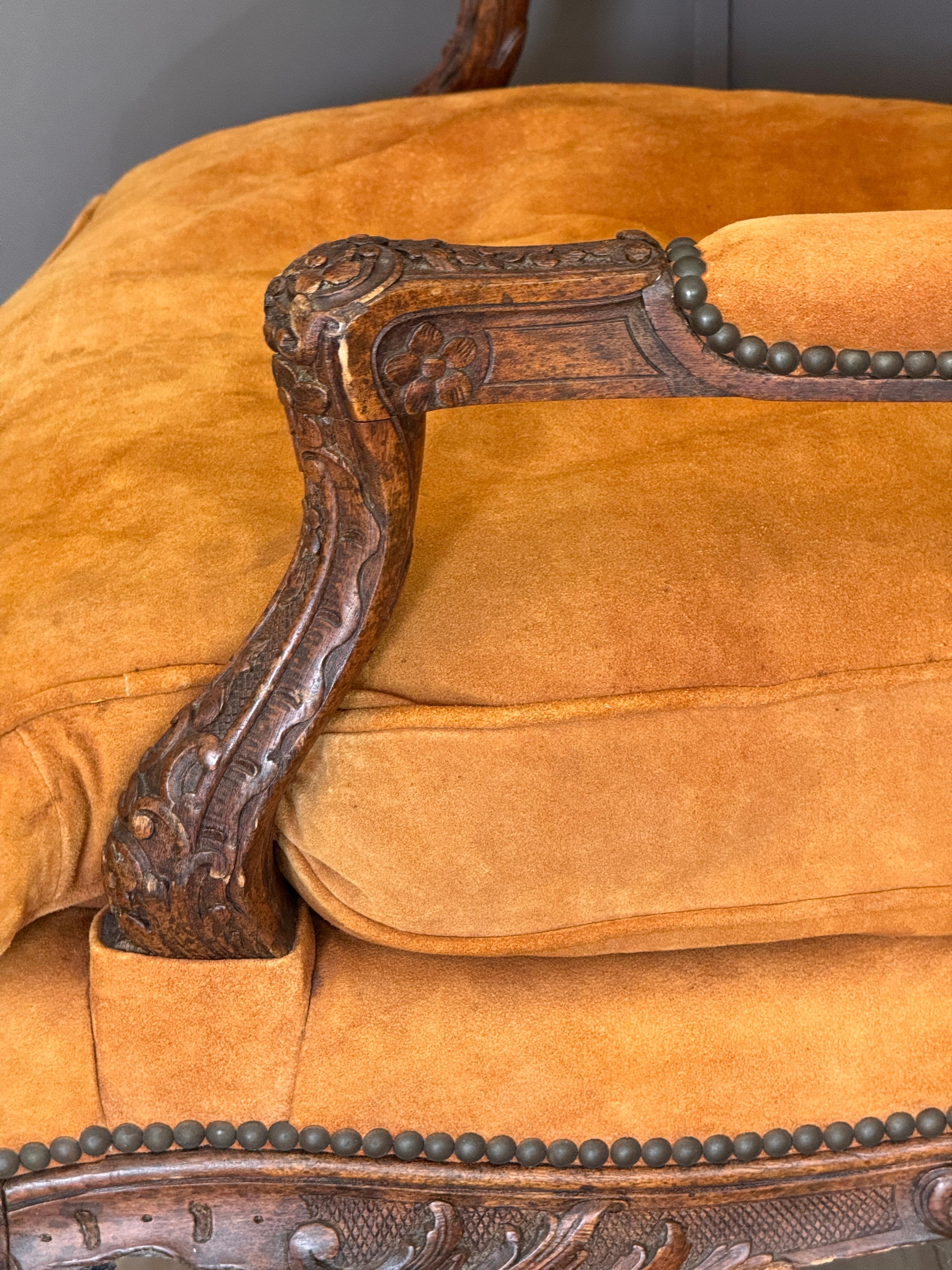 Pair of Oversized 19th Century French Louis XV Style Armchairs For Sale 7