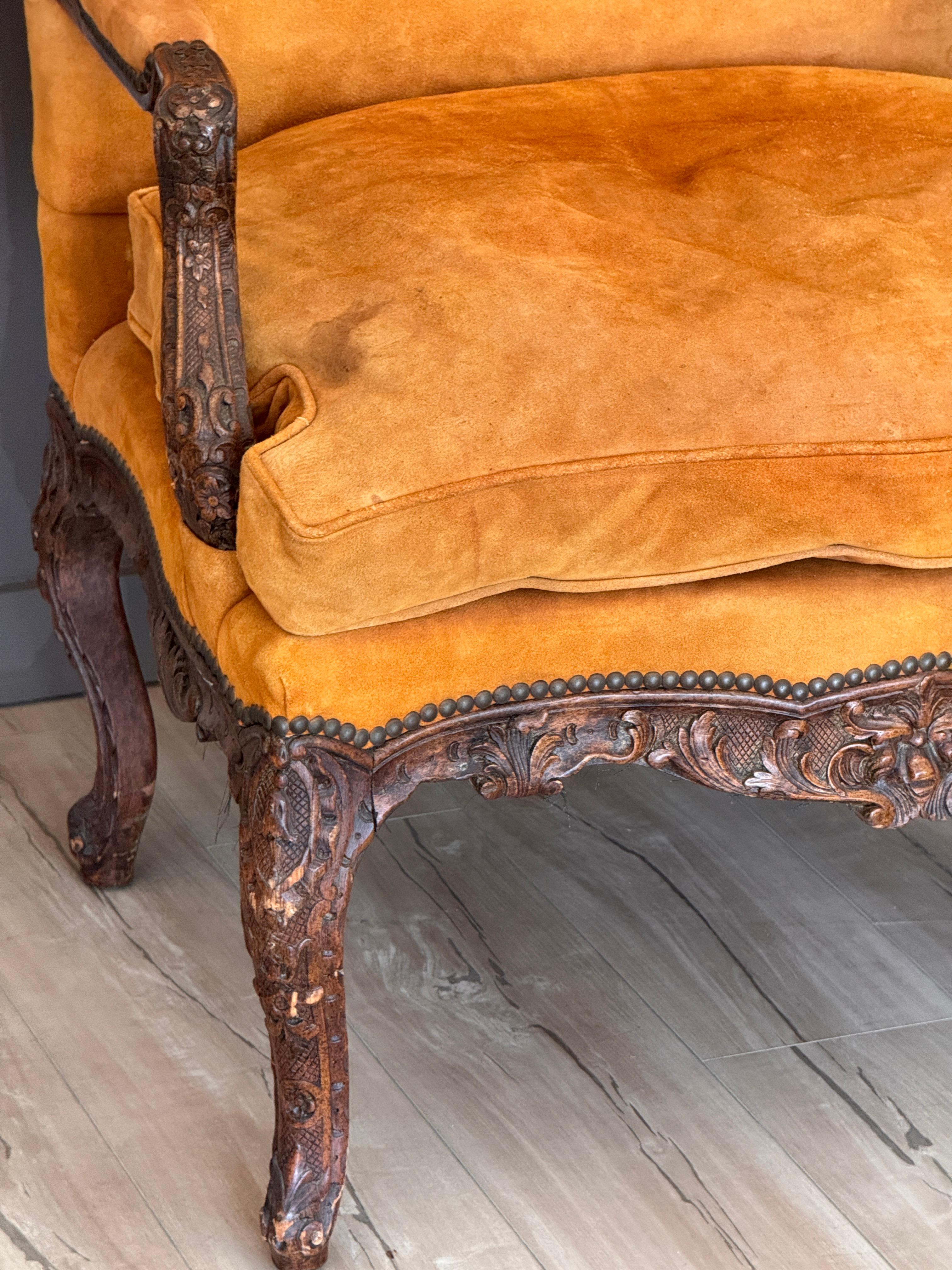 Pair of Oversized 19th Century French Louis XV Style Armchairs For Sale 3