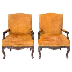 Pair of Oversized 19th Century French Louis XV Style Armchairs