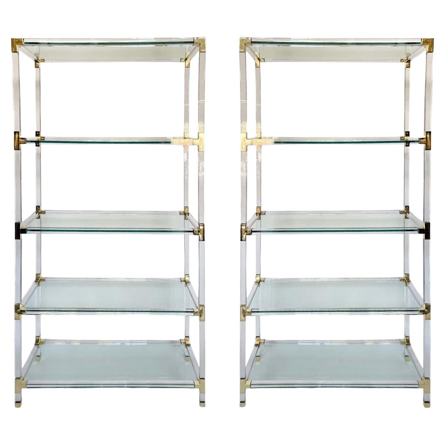 Pair of Oversized Acrylic Étagères in the Style of Charles Hollis Jones For Sale