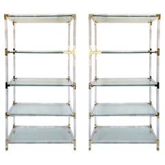 Vintage Pair of Oversized Acrylic Étagères in the Style of Charles Hollis Jones