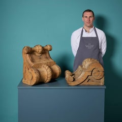 Pair of Oversized Antique English Carved Pine Corbels