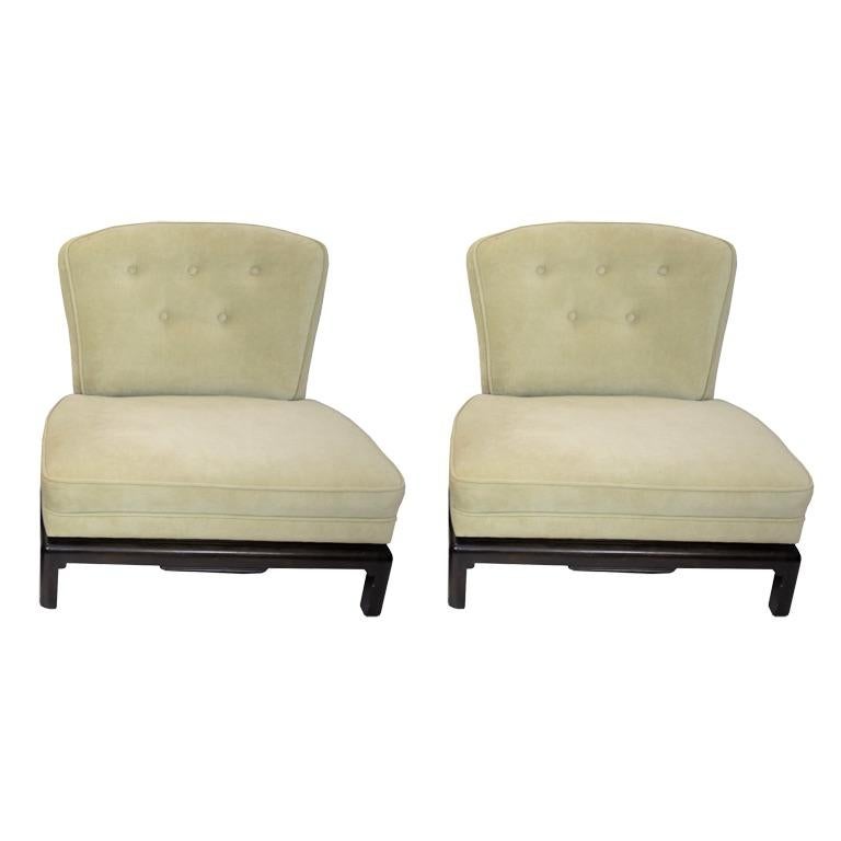 Pair of Oversized Asian Modern Slipper Chairs