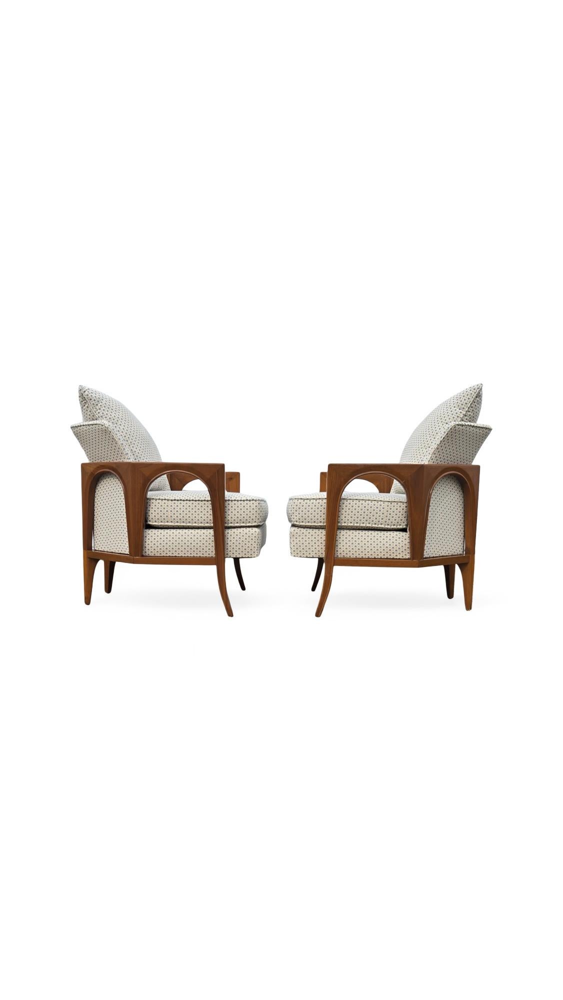 Upholstery Pair of Oversized Billy Haines Style Sculpted Lounge Chairs For Sale