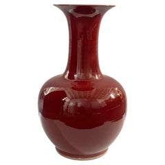 Pair of Oversized Chinese Export Blood Red Glaze Vases