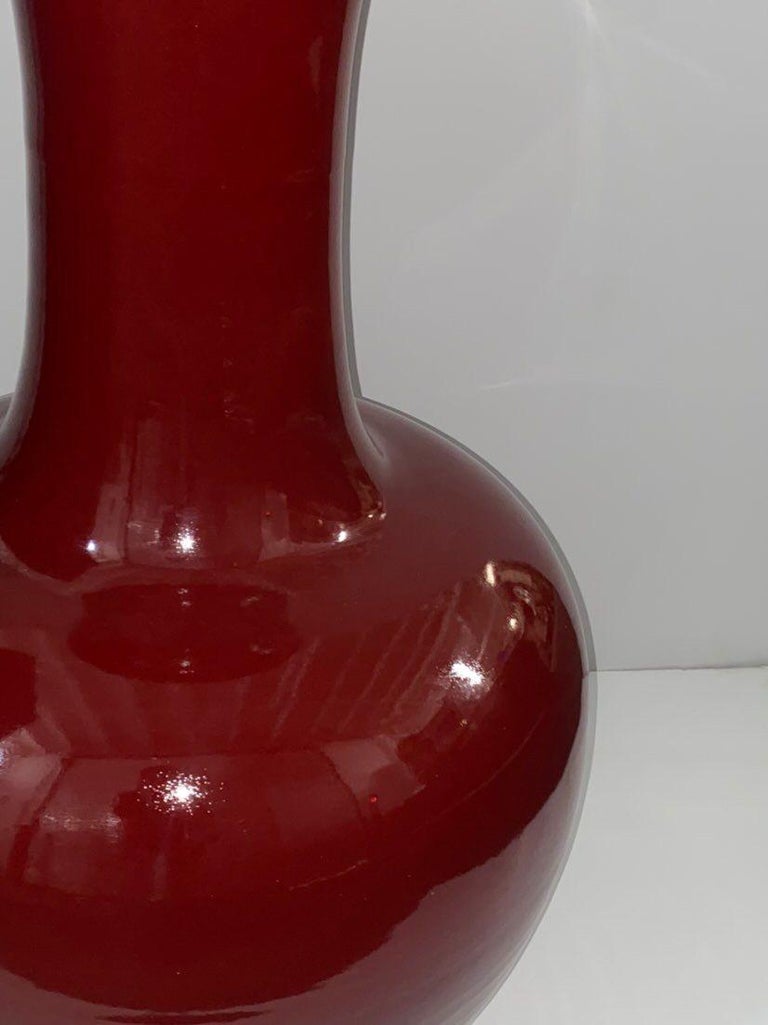 Pair of Oversized Chinese Export Blood Red Glaze Vases For Sale at 1stDibs