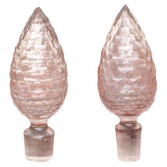 Pair of Oversized Cut Crystal Bottle Stopper/ Finials