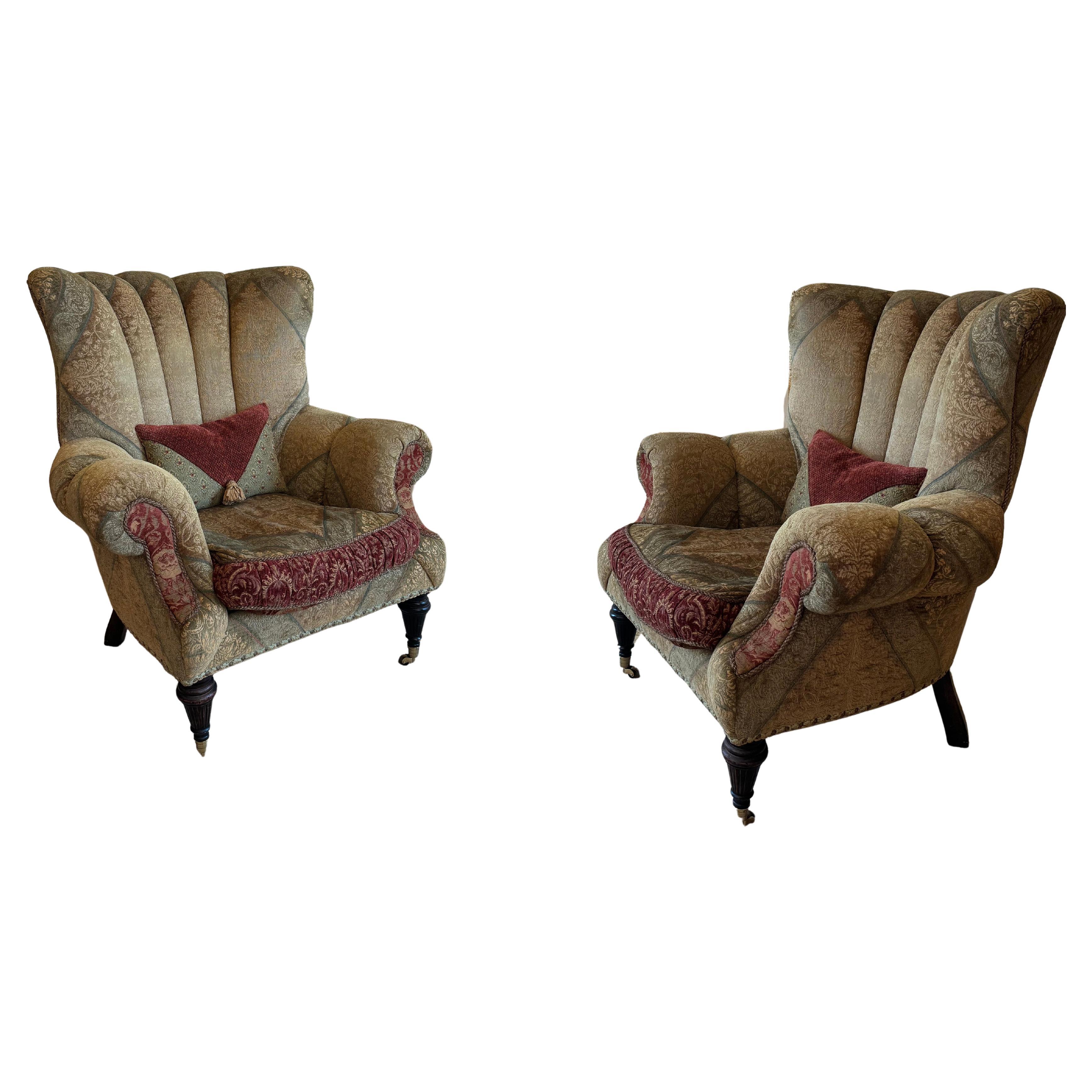 Coppia di poltrone oversize d'ispirazione inglese