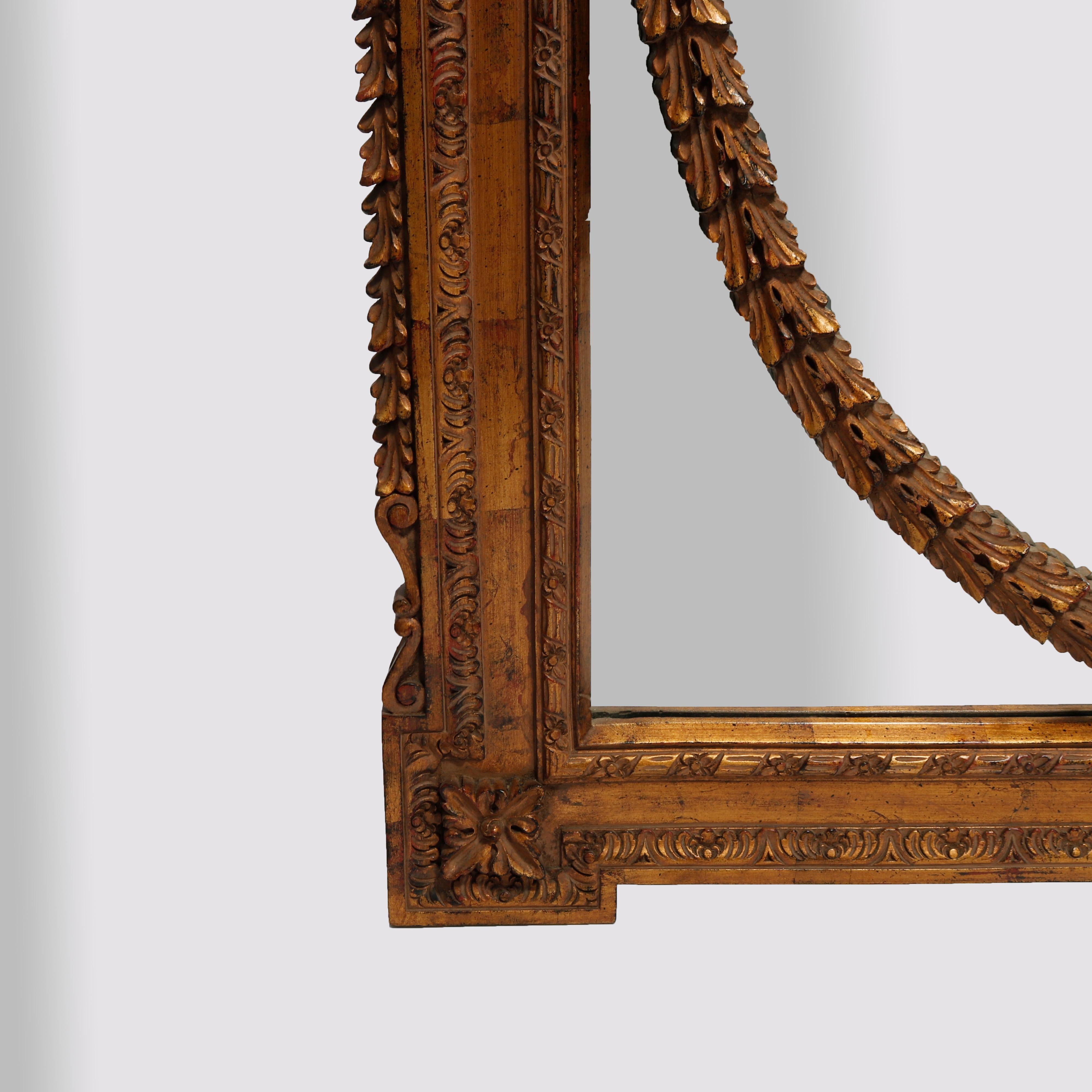 Pair of Oversized French Empire Style Giltwood Over Mantle Mirrors 20th C 5