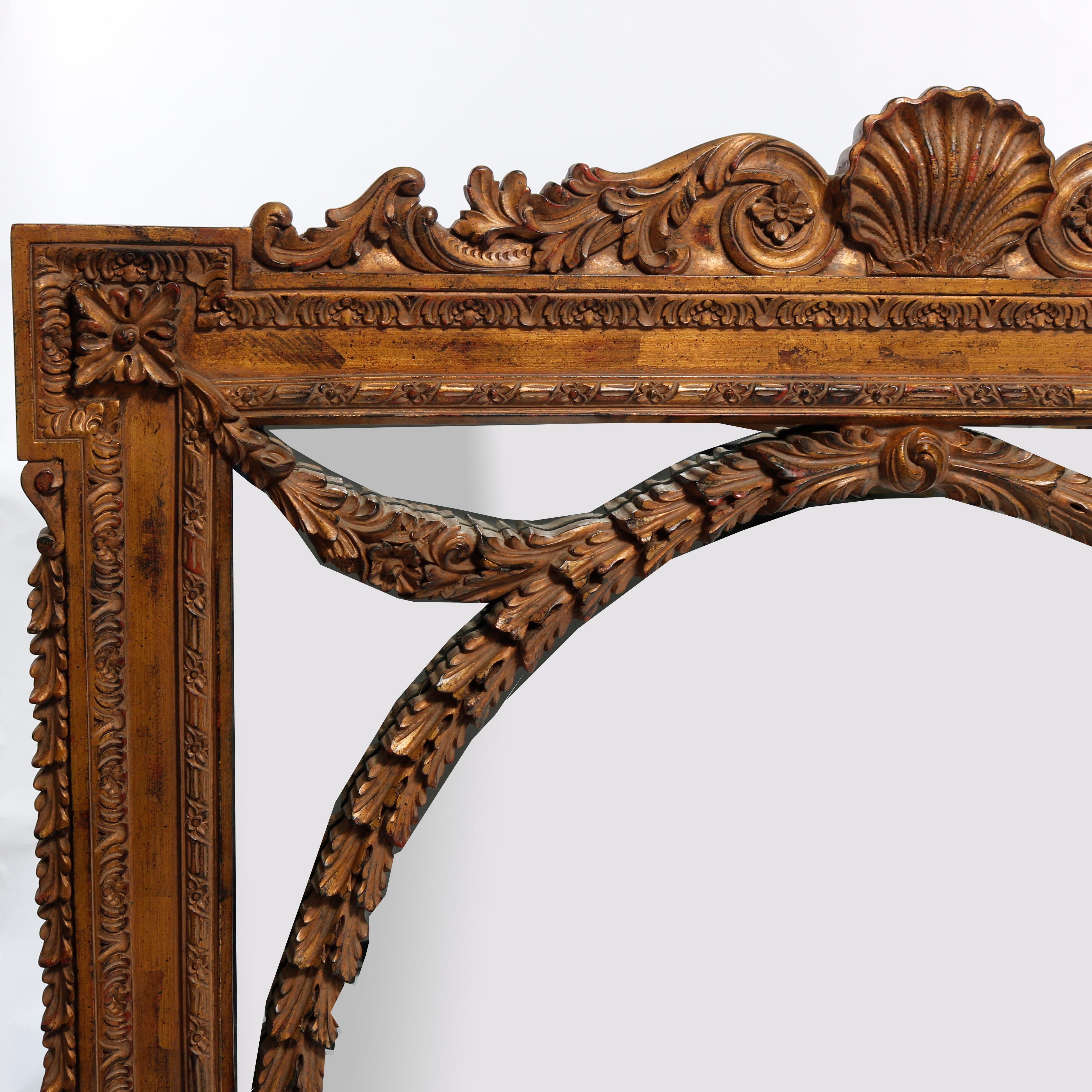 American Pair of Oversized French Empire Style Giltwood Over Mantle Mirrors 20th C