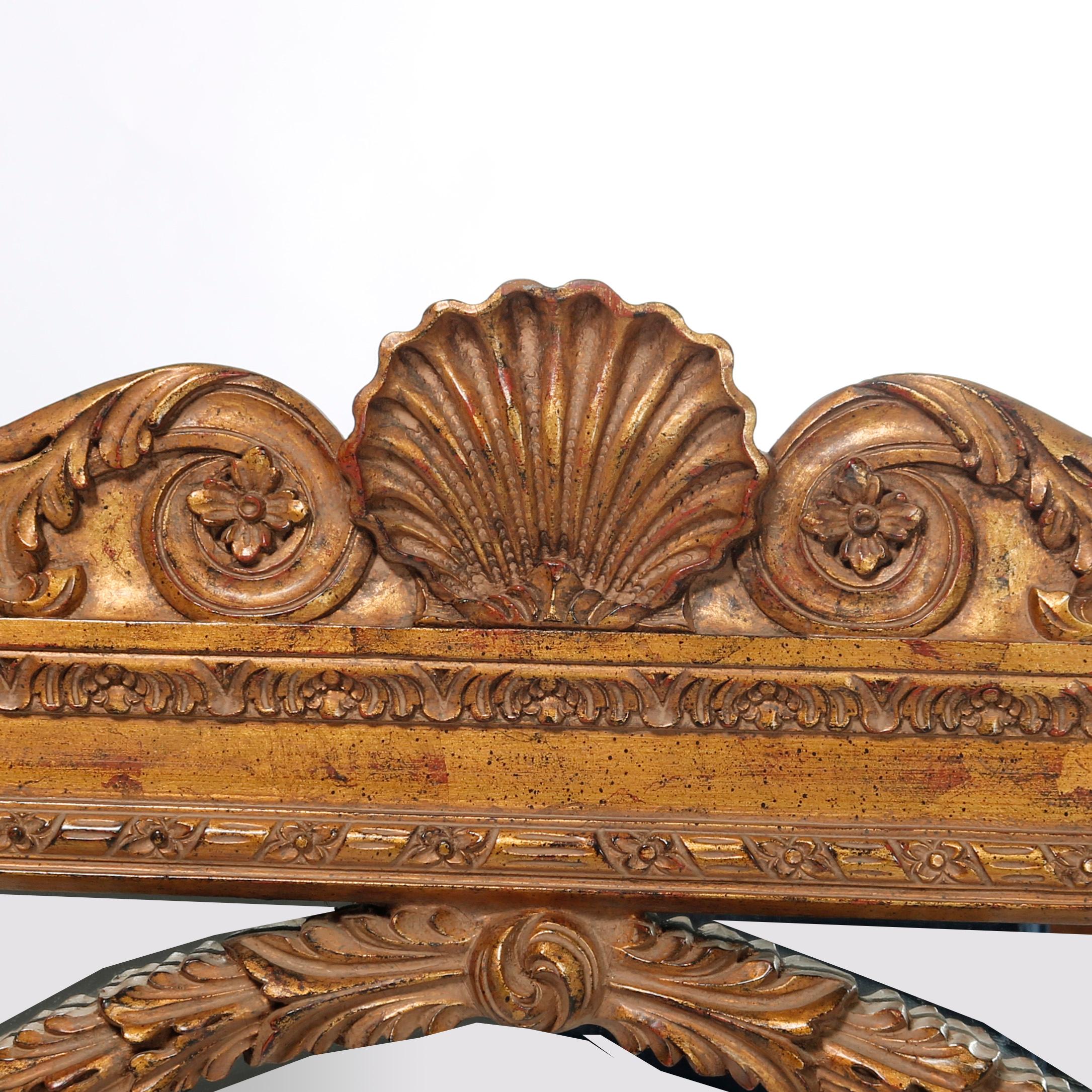 Pair of Oversized French Empire Style Giltwood Over Mantle Mirrors 20th C 2