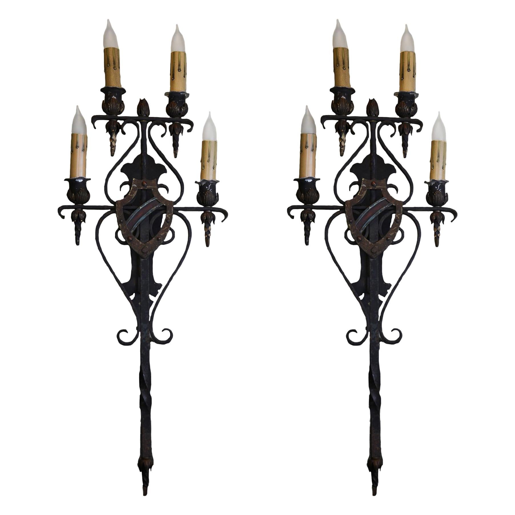 Photo inspiration: Pair Of Oversized Iron And Brass Tudor Sconce With Twisted Photo Inspiration