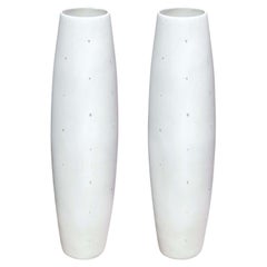 Retro Pair of Oversized Italian Ceramic Vases with Swarovski Crystal Pieces