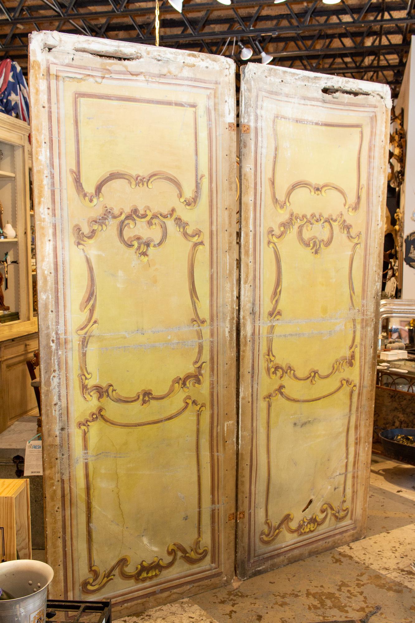 Pair of Oversized Italian Hand-Painted Stage Prop Scenery Panels  For Sale 8