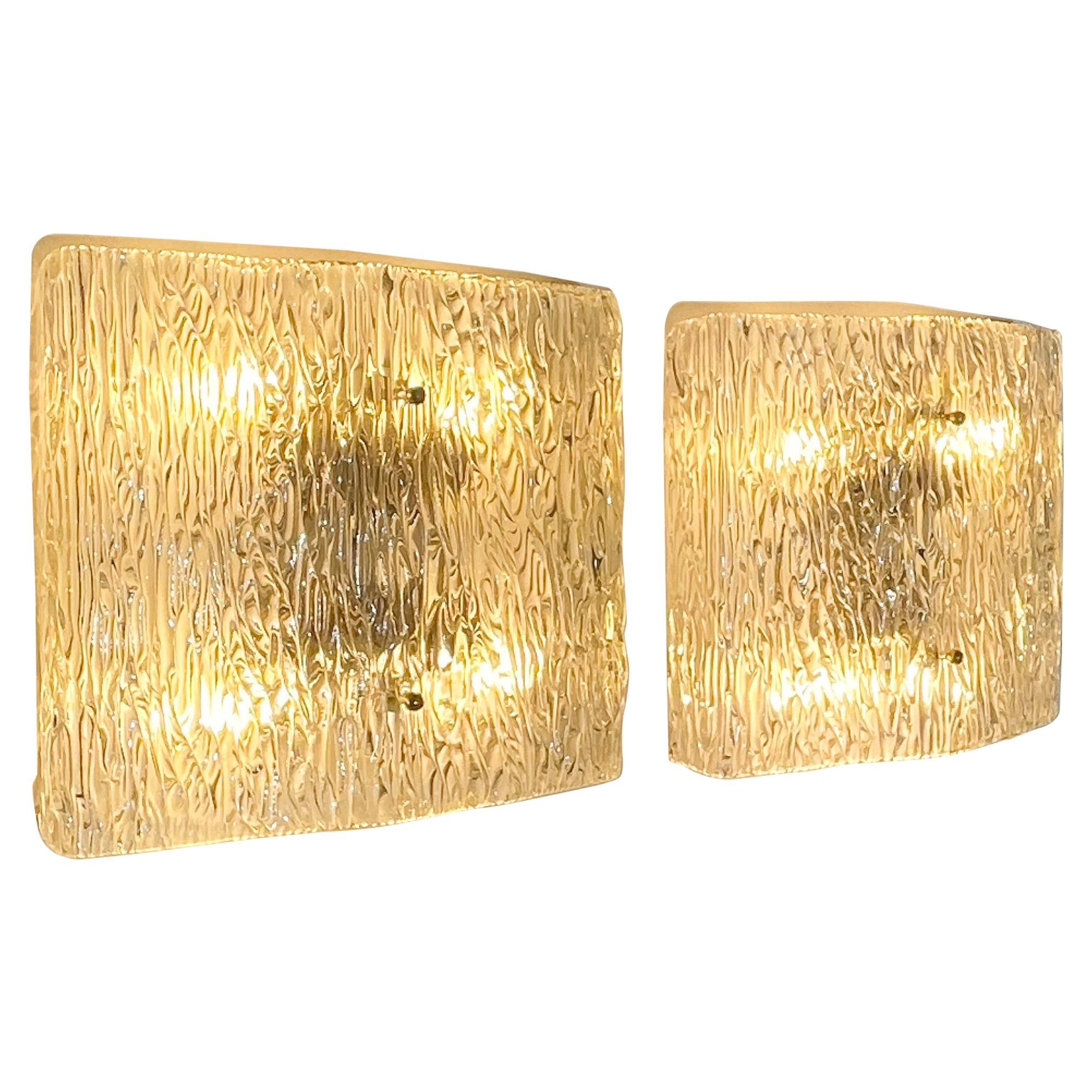German Pair of Very Large Murano Glass Wall Sconces by Kaiser, circa 1960s
