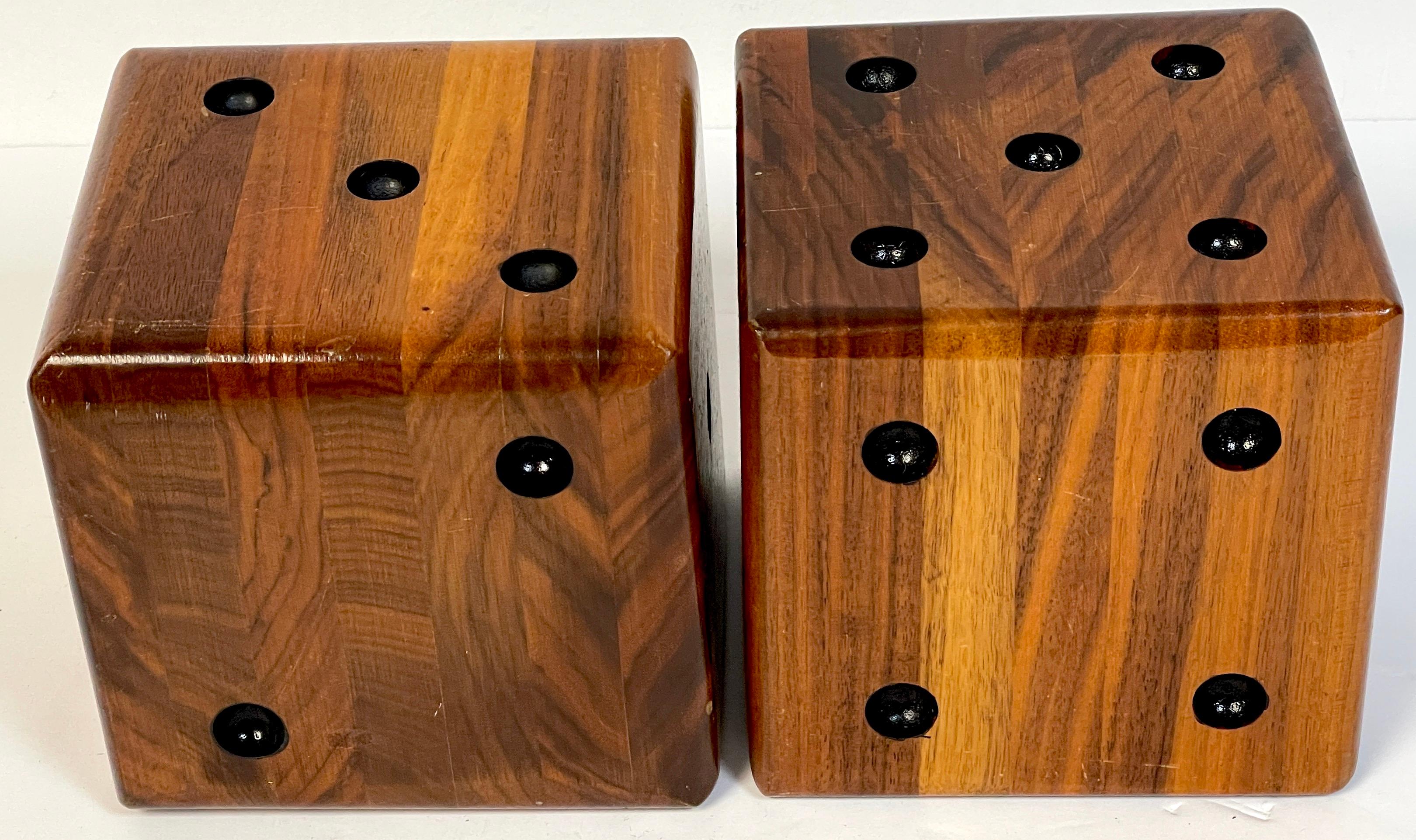 French Pair of Oversized Macassar Ebony Carved Casino Dice, France circa 1950s