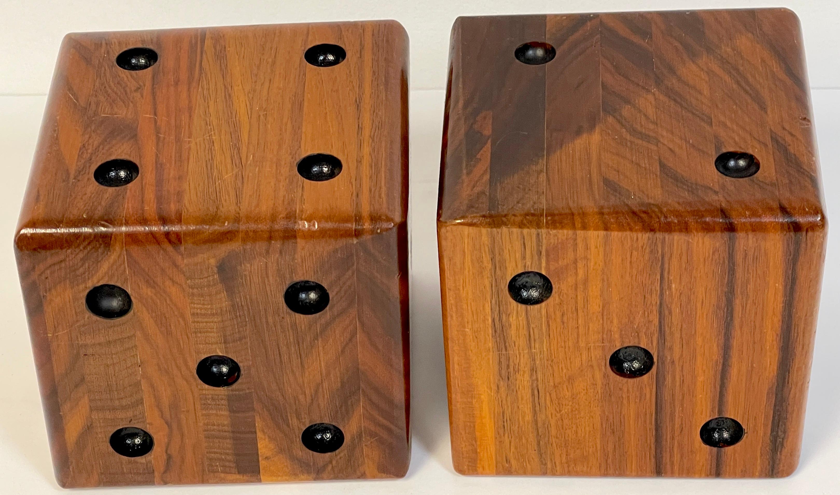 Hand-Carved Pair of Oversized Macassar Ebony Carved Casino Dice, France circa 1950s