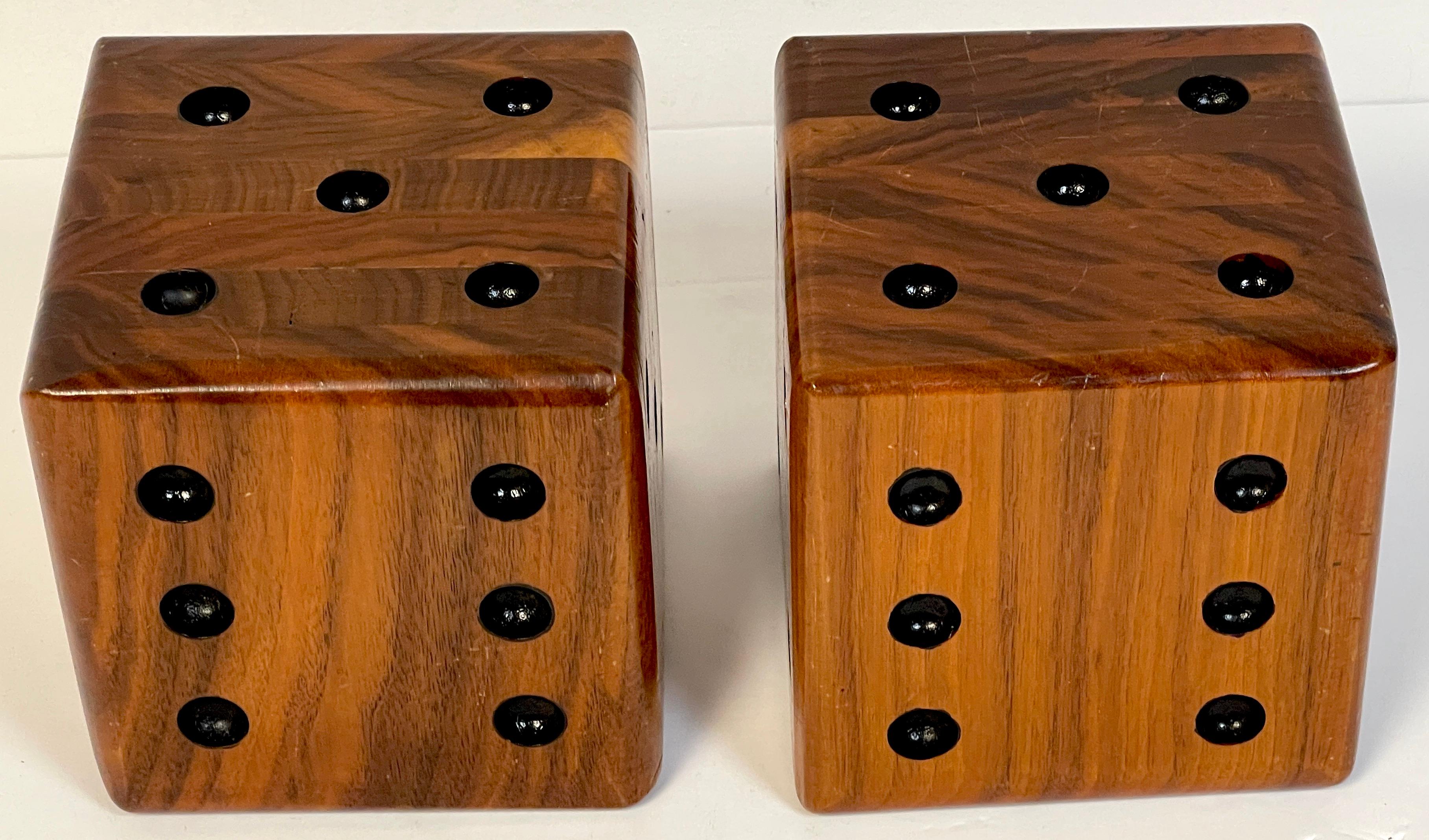 Pair of Oversized Macassar Ebony Carved Casino Dice, France circa 1950s In Good Condition In West Palm Beach, FL