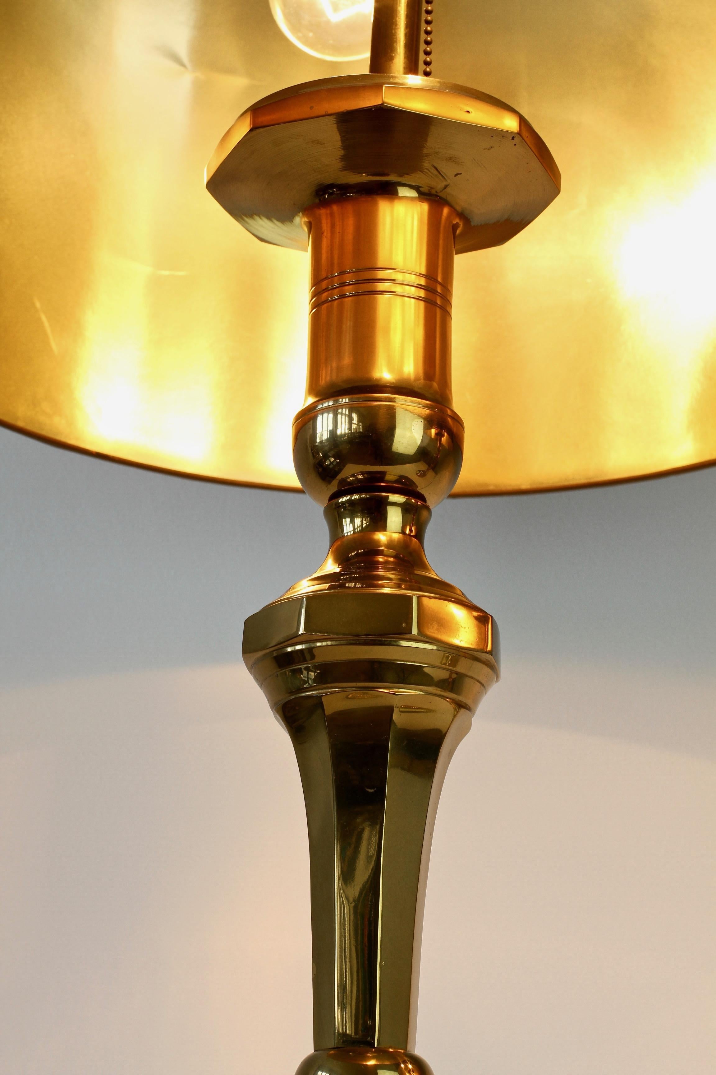 Pair of Large Oversized Vintage Midcentury Solid Cast Brass Table Lamps For Sale 12