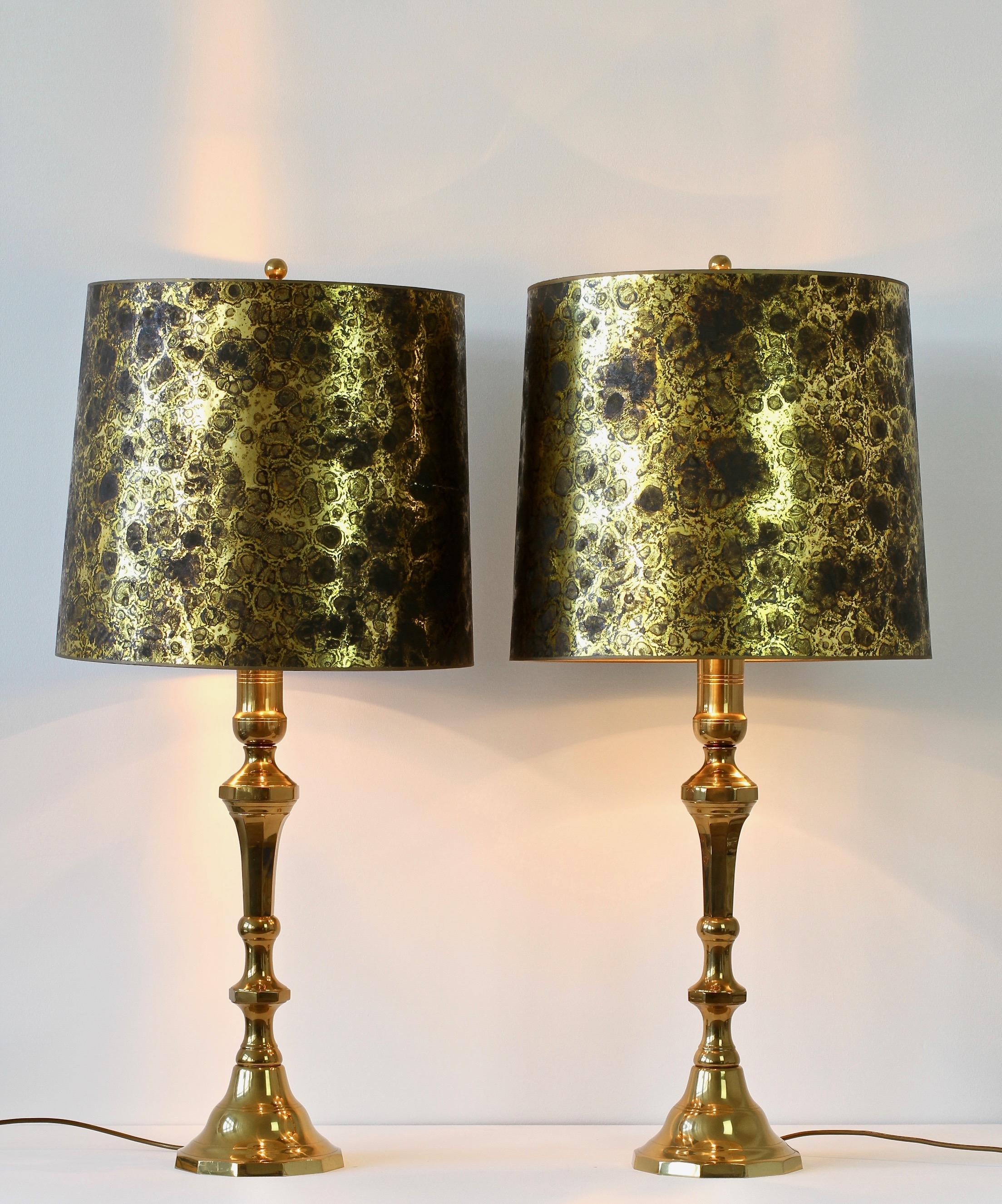 Mid-Century Modern Pair of Large Oversized Vintage Midcentury Solid Cast Brass Table Lamps For Sale