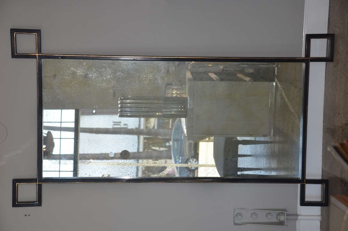 Blackened Pair of Oversized 'Oxyde' French Industrial Mirrors by Design Frères For Sale