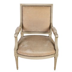 Pair of Oversized Painted Louis XVI Arm Chairs
