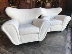 Pair of Oversized Upholstered Club Chairs, Italy, 1960s