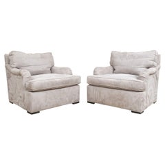 Pair of Oversized Plush Faux Suede Club Chairs