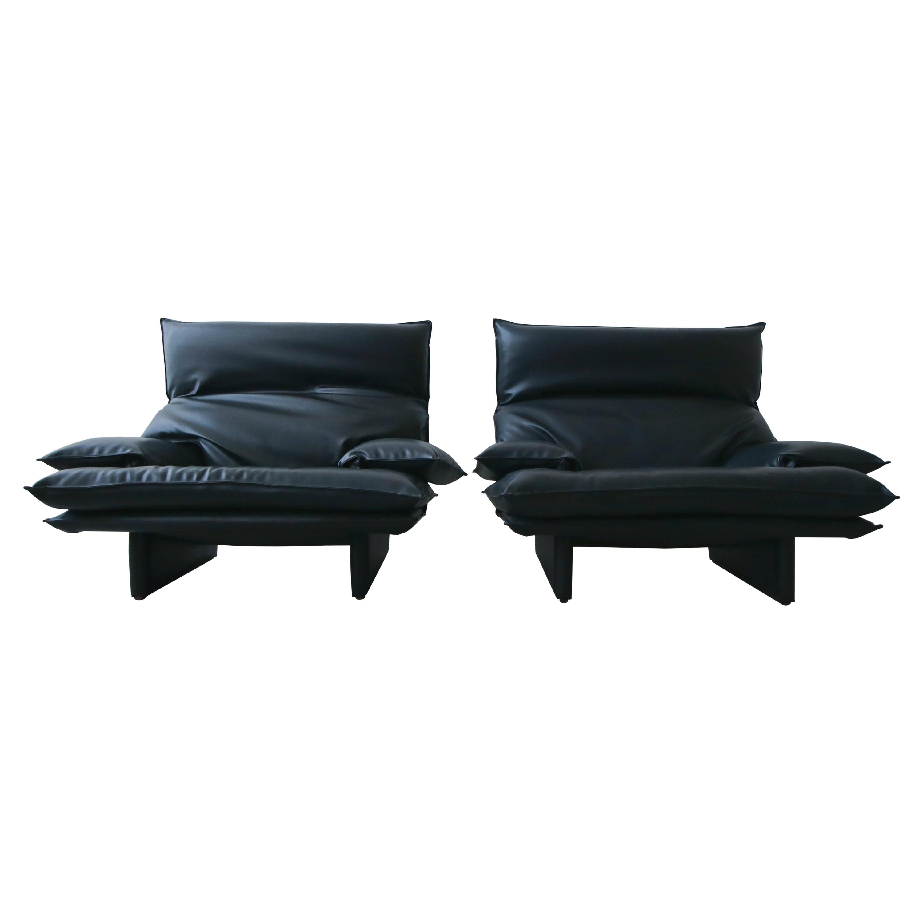 Pair of Oversized Danish Lounge Chairs by Komfort Design at 1stdibs