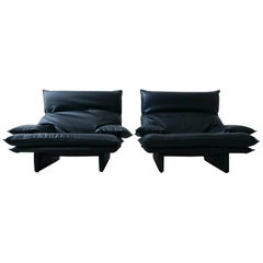 Pair of Oversized Postmodern Italian Lounge Chairs