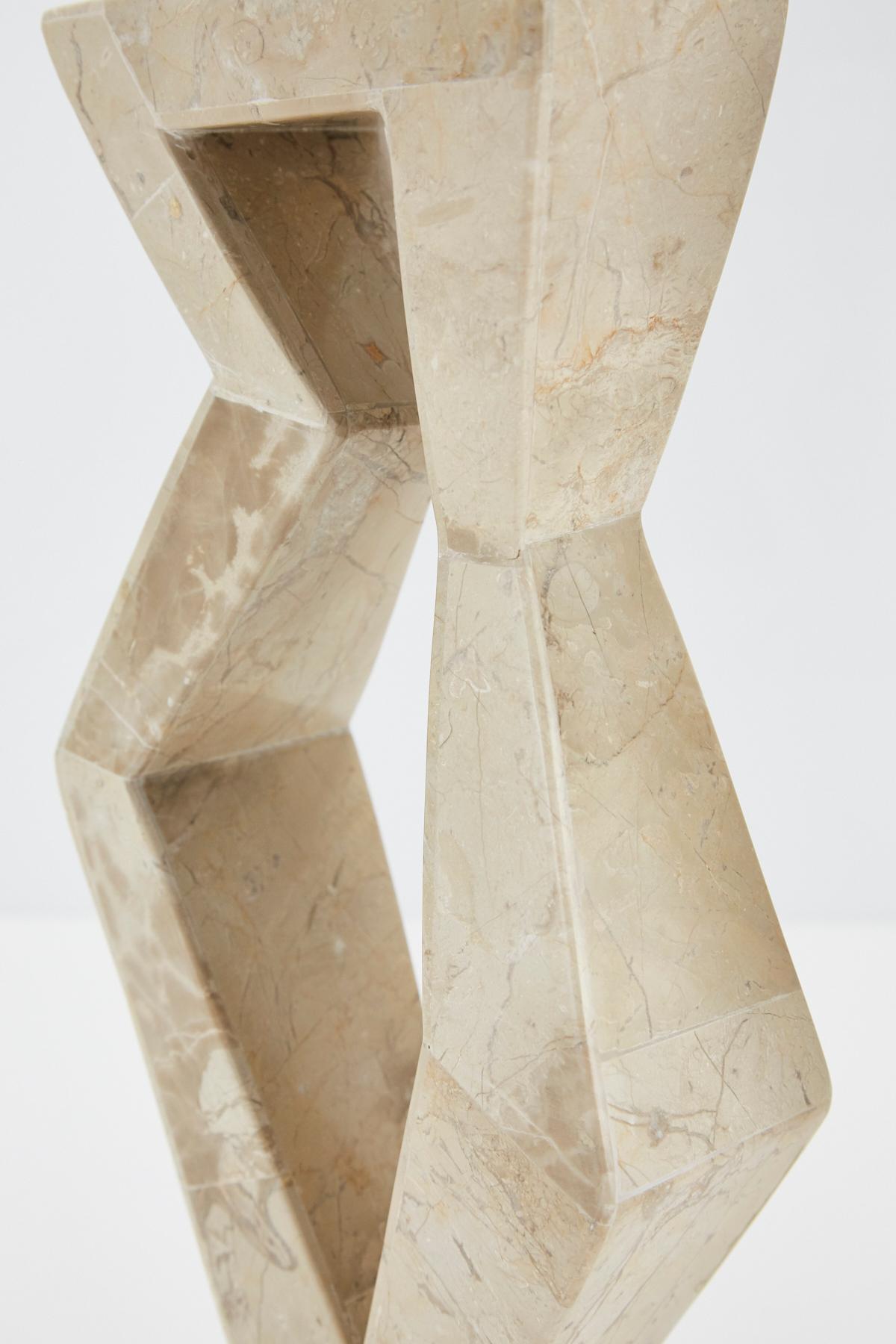 Pair of Oversized Postmodern Tessellated Cantor Stone Candlesticks, 1990s 4