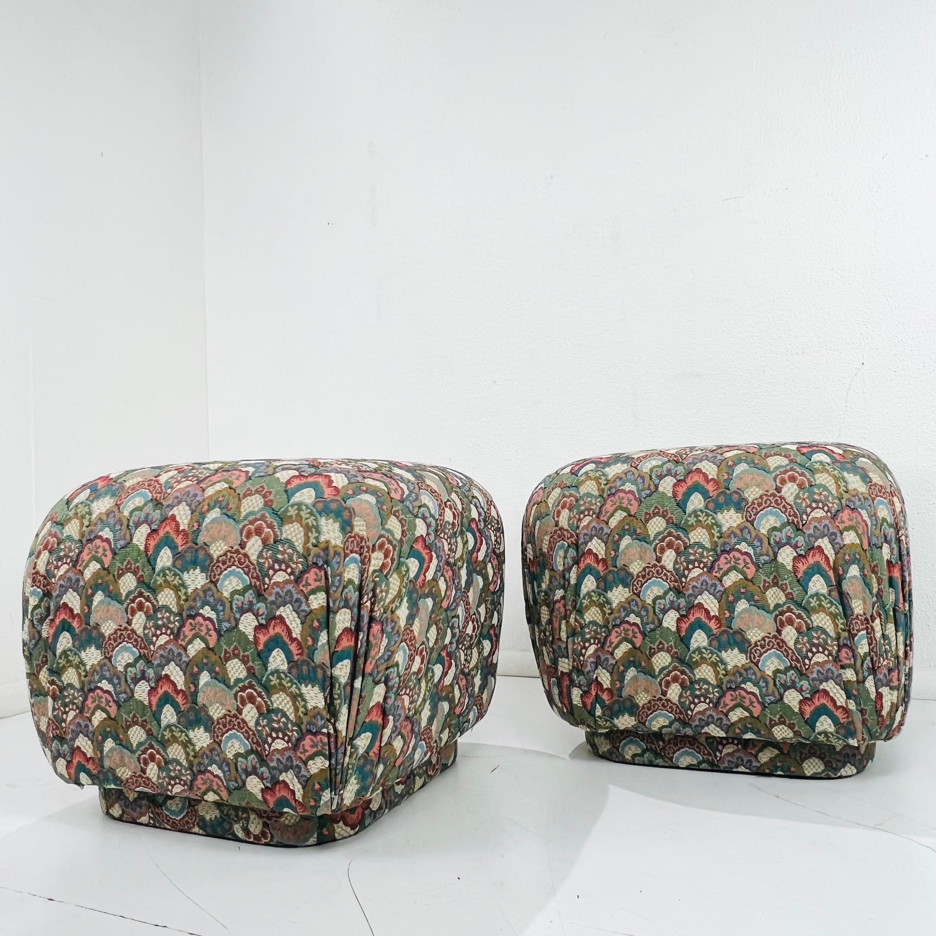 Pair of Oversized Pouf Ottomans 3