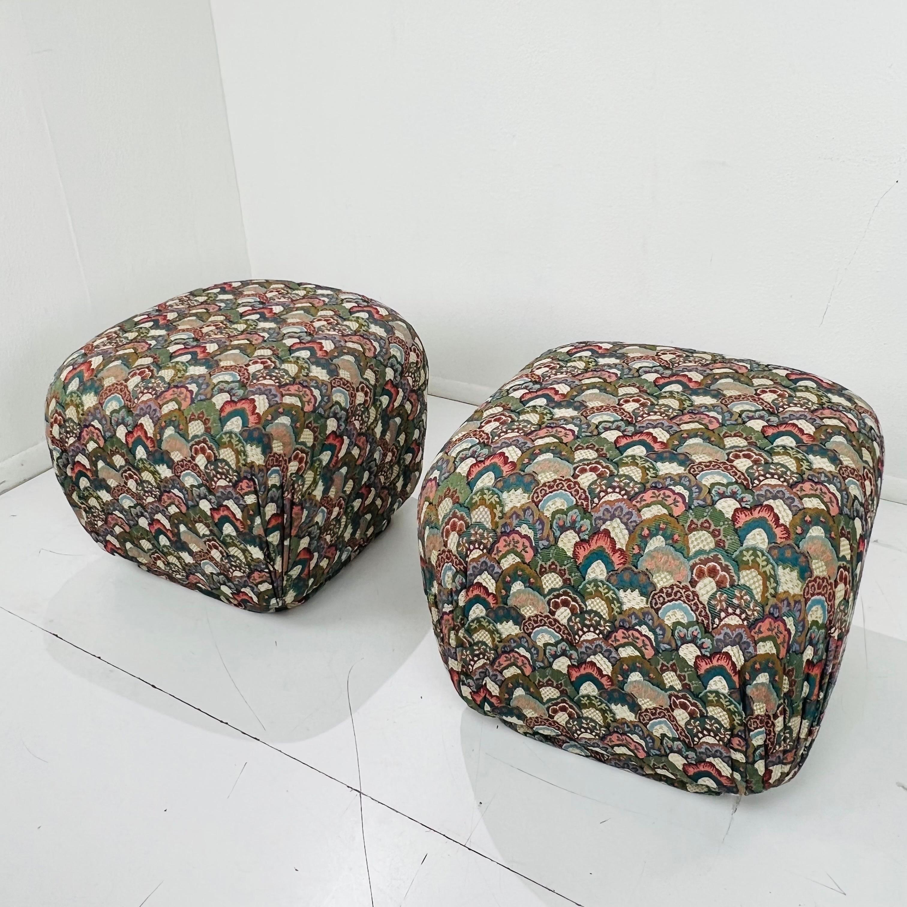 Pair of Oversized Pouf Ottomans 4