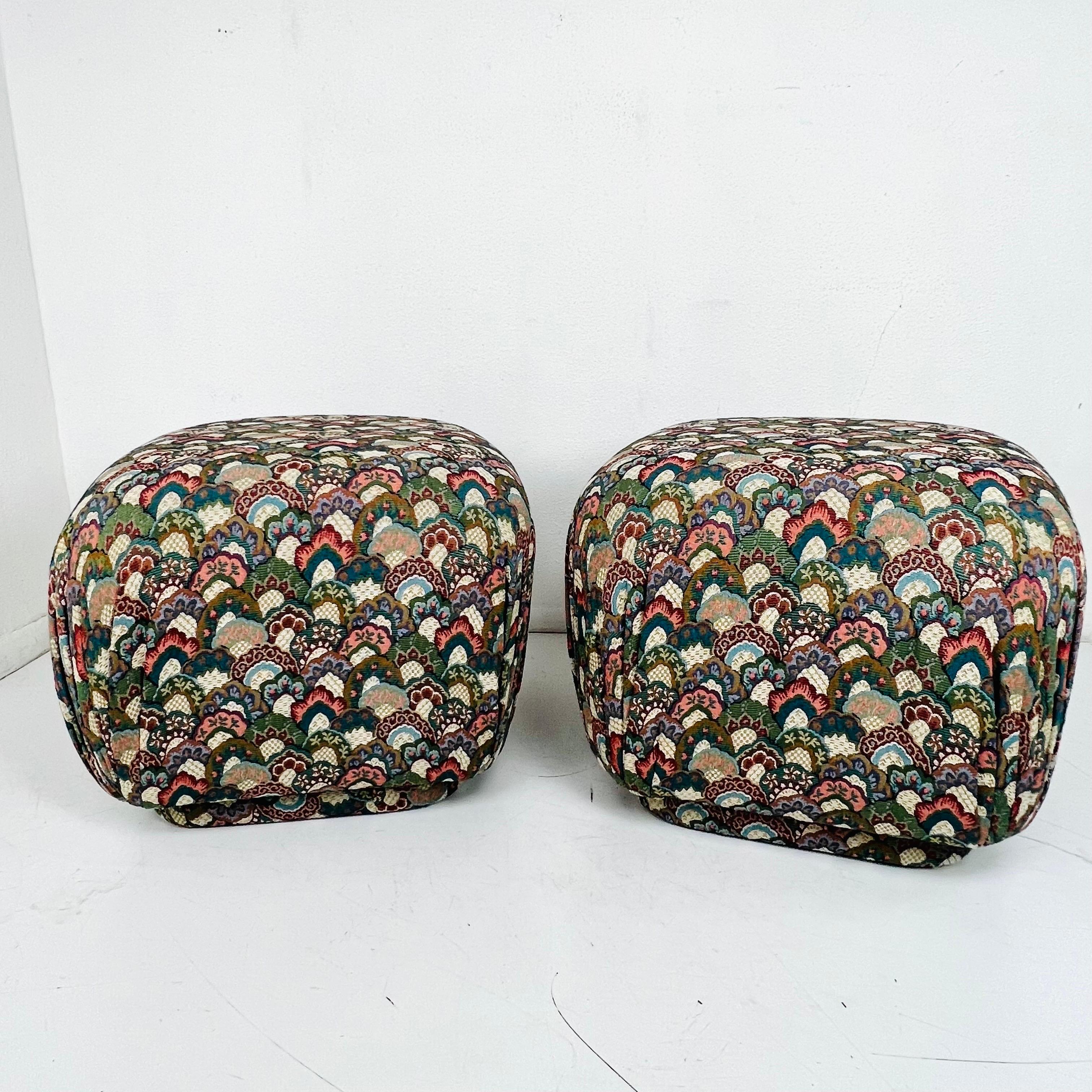 Pair of Oversized Pouf Ottomans 6
