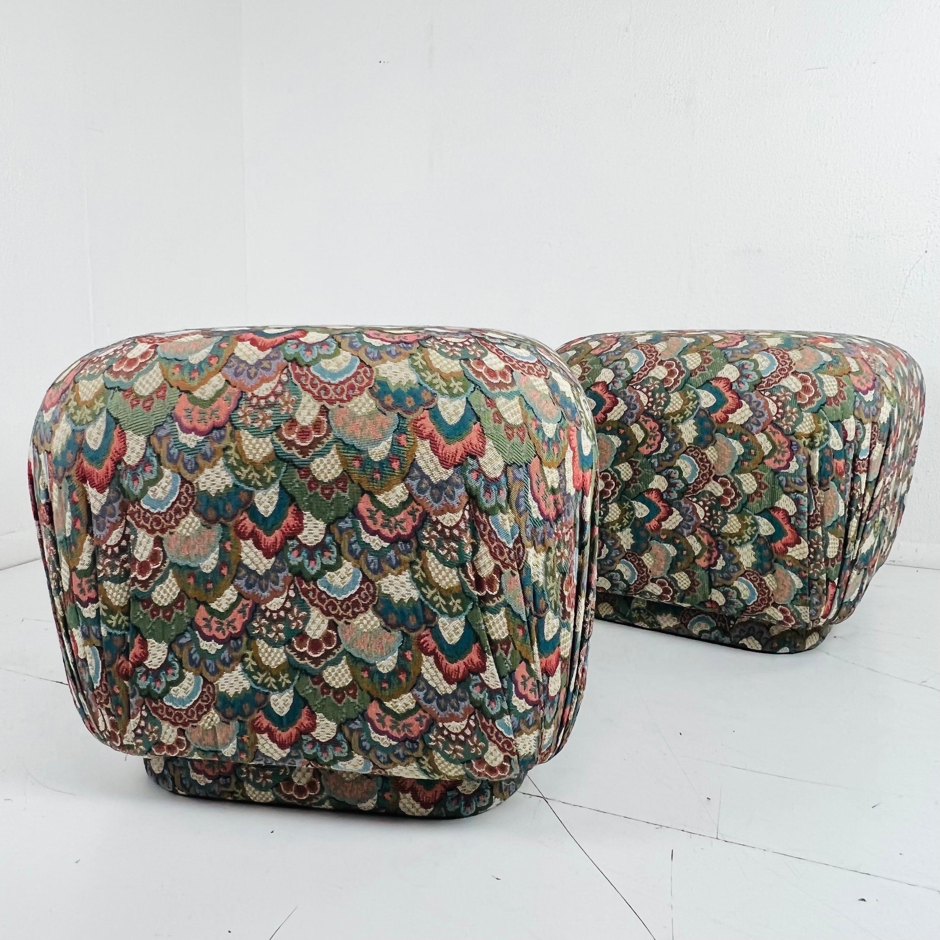 Pair of Oversized Pouf Ottomans In Good Condition In Dallas, TX