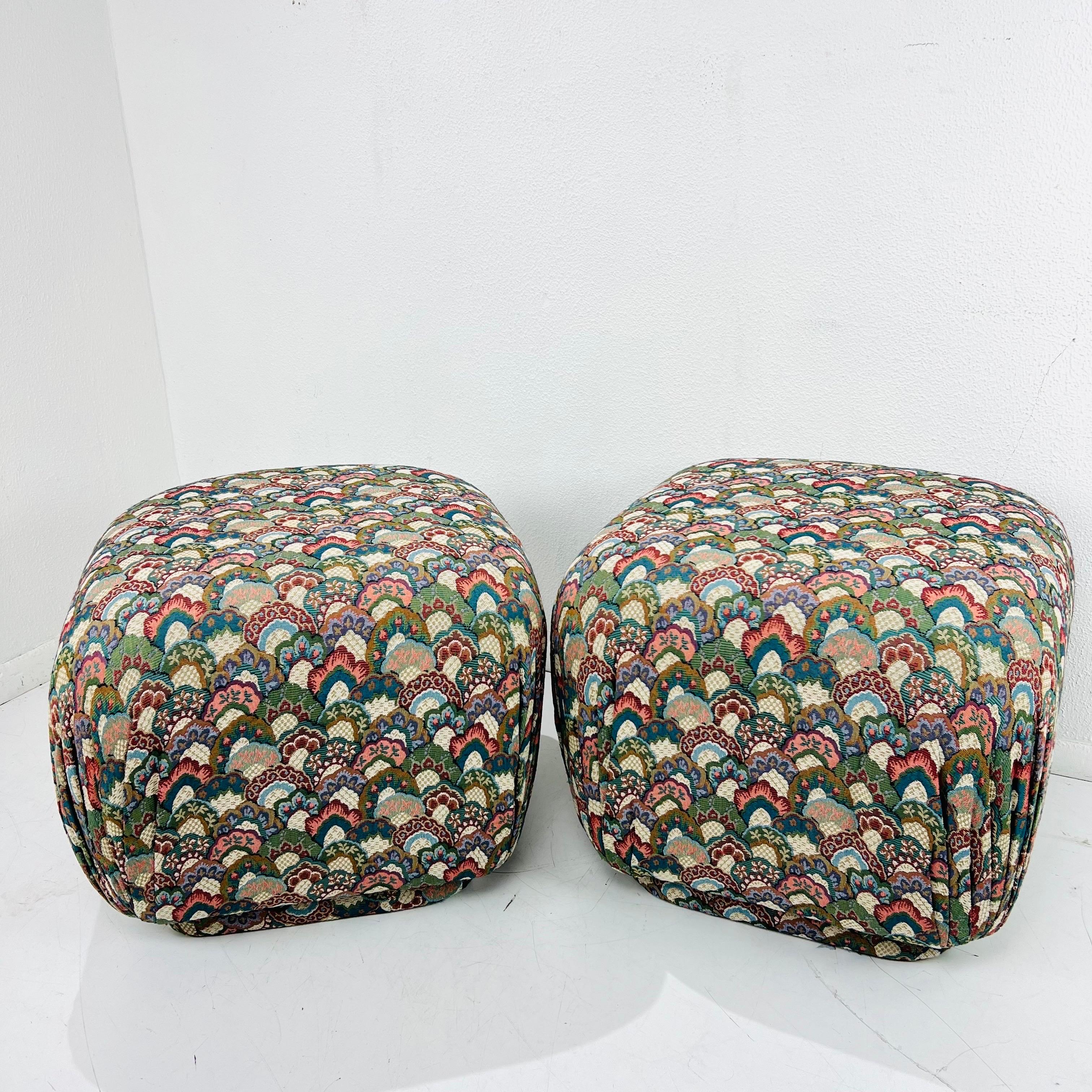 Late 20th Century Pair of Oversized Pouf Ottomans