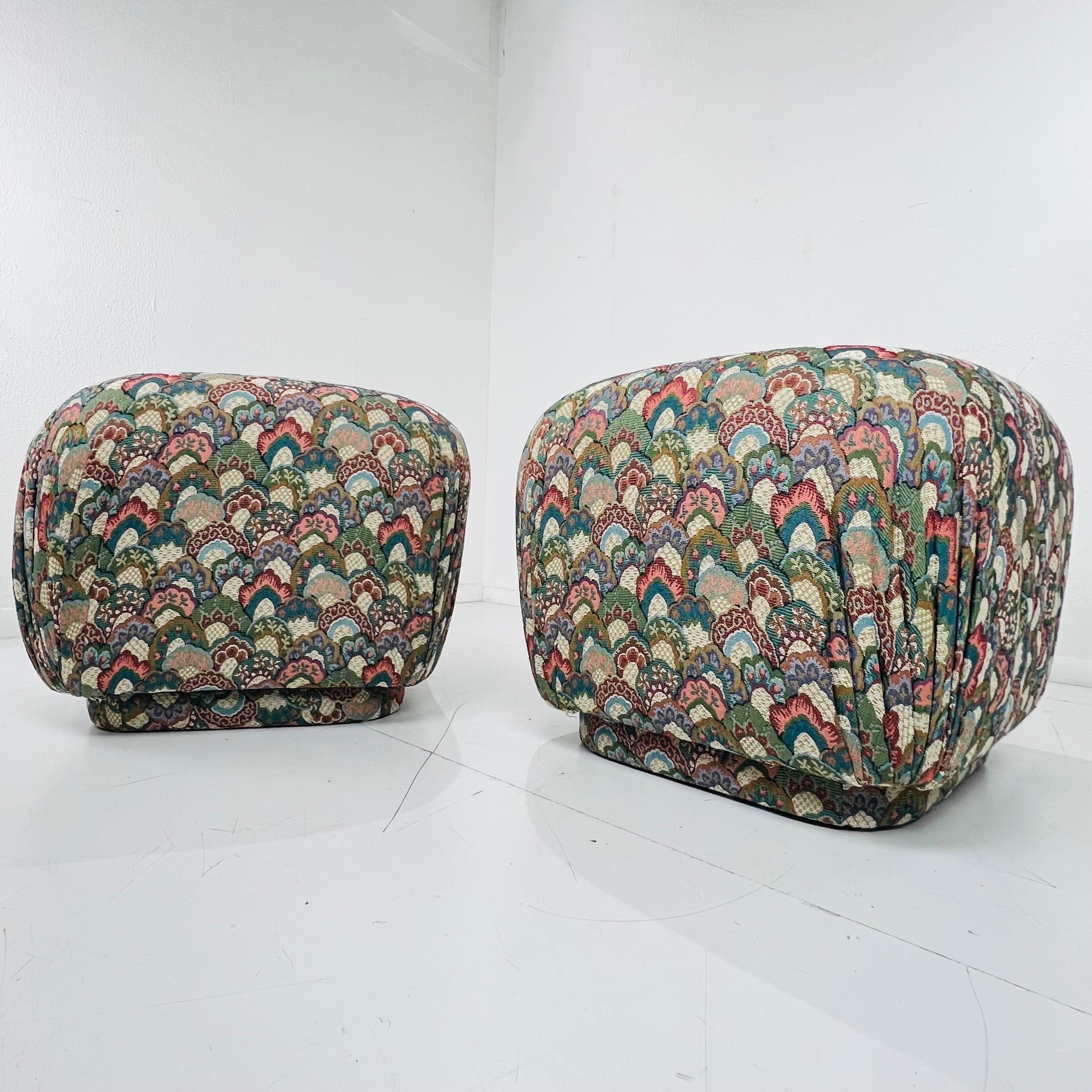 Pair of Oversized Pouf Ottomans 1