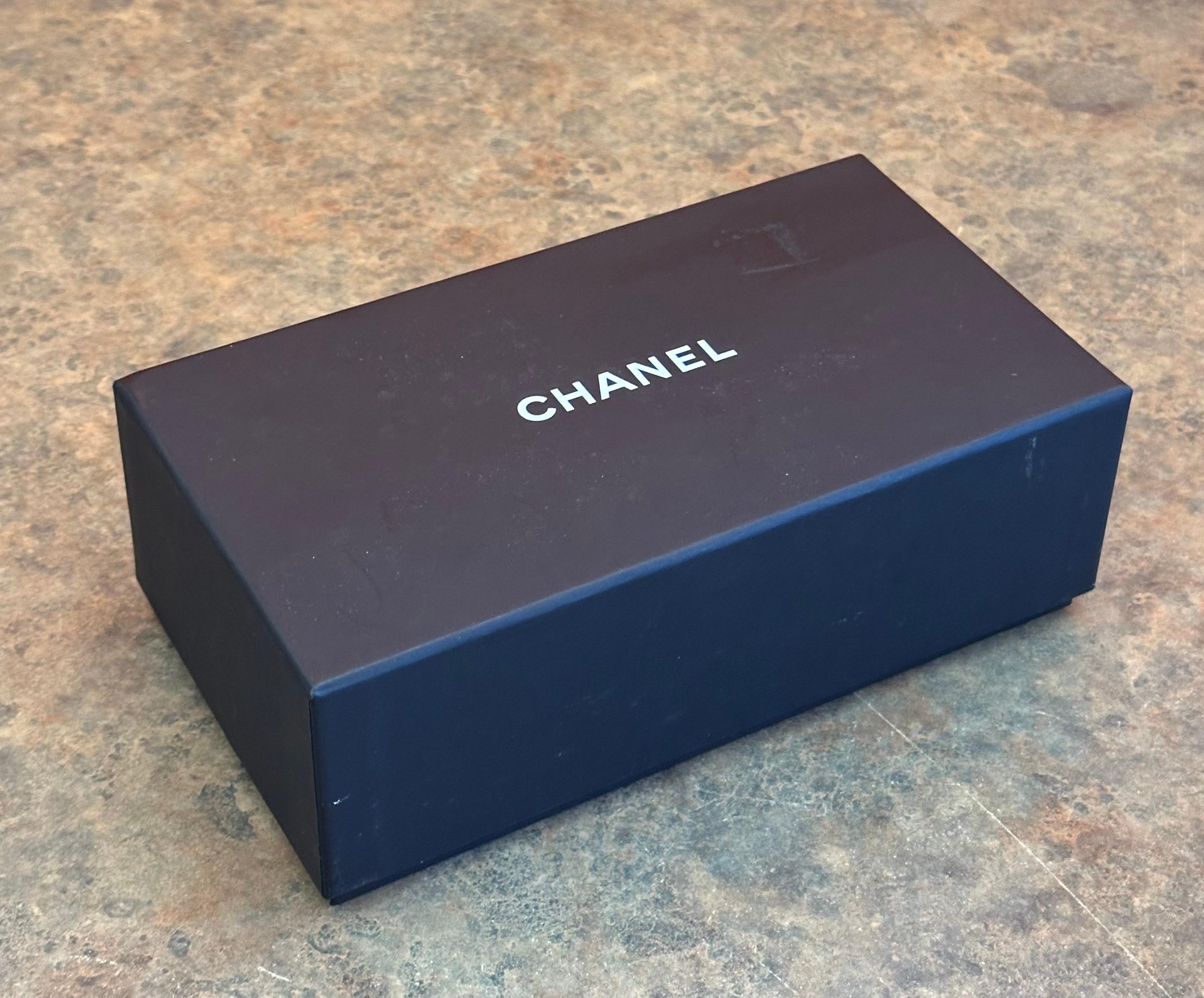 Pair of Oversized Quilted Shield Sunglasses with Original Case & Box by Chanel For Sale 11