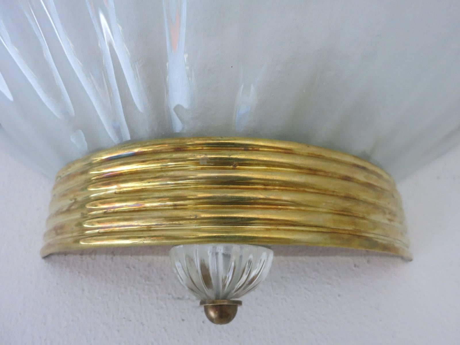 Mid-Century Modern Pair of Oversized Shell Sconces by Barovier e Toso