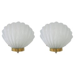 Pair of Oversized Shell Sconces by Barovier e Toso