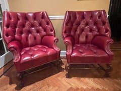 Pair of Oversized Tufted Leather Wingback Chairs, Georgian, Finest Quality